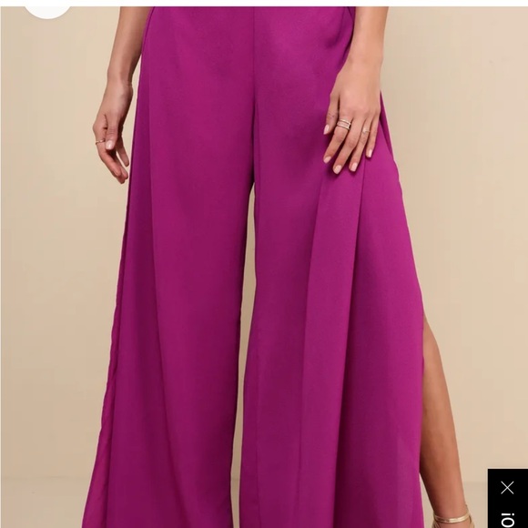 Lulus out-tonight two piece jumpsuit magenta - Picture 4 of 6